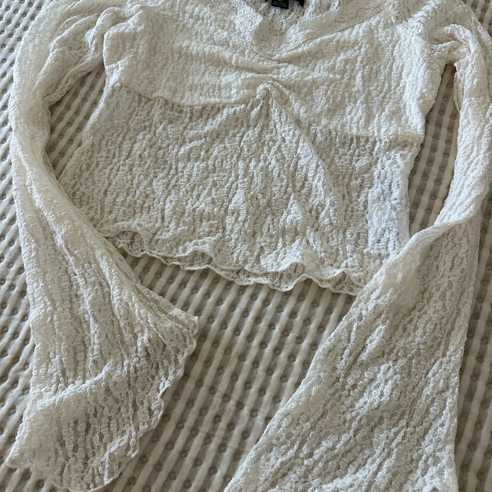 Silence + Noise Cream Lace Blouse